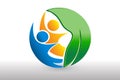 Logo health nature leaf people team id business icon