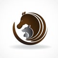 Logo horse, dog and cat.Animal pets vector image identity card symbol label image logotype Royalty Free Stock Photo