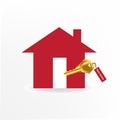 Logo house and gold key emblem icon vector Royalty Free Stock Photo