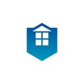 Logo of a house and windows in a geometric shield