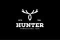 vintage logo hunter deer antler vector illustration