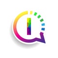 Logo I letter colorful on circle chat icon. Vector design for your logo application for company identity