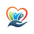 People wellness woman, children charity logo icon.