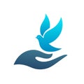 Dove icon with hand symbol.