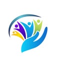 People wellness woman, children charity logo icon.