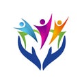 People wellness woman, children charity logo icon.