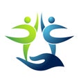 People wellness woman, children charity logo icon.