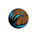 Logo icon. The bird hugs a basketball ball with its wings. Vector graphics for sports.