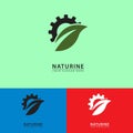 logo icon combination of engine gear and leaves Royalty Free Stock Photo