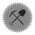 Logo icon digger, pick and shovel, seekers treasure, vector Royalty Free Stock Photo