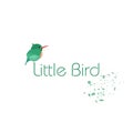 Logo or icon. Green bird, small chick. Design business cards, postcards. vector Royalty Free Stock Photo