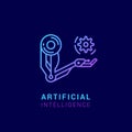 The logo is an icon in the linear style of the company of artificial intelligence, robots, bots, androids and