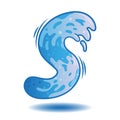 Letter S decorative shape big wave water ocean sea