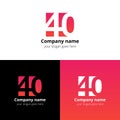 40 logo icon numbers flat and design template. Royalty Free Stock Photo