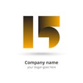 15 logo icon numbers with gold color years concept. Royalty Free Stock Photo