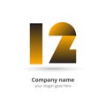 12 logo icon numbers vector with gold color years concept. Royalty Free Stock Photo