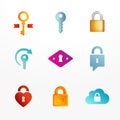 Logo icon set based on key and secure lock symbols