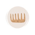 Cute logo or icon vector with ecological bamboo wooden comb or hairbrush, illustration on circle with brush texture, for social me