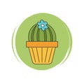 Cute logo or icon vector with potted succulent with flower, illustration on circle with brush texture, for social media story and Royalty Free Stock Photo