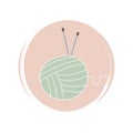 Cute Logo Or Icon Vector With Yarn Ball With Knitting Needles On Circle With Brush Texture, For Social Media Story And Highlights