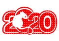 2020 logo, icon, White Metal Rat is a symbol of the 2020 Chinese New Year, card, banner, vector illustration. Red silhouette Royalty Free Stock Photo
