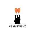 Logo illustration candle with love fire design