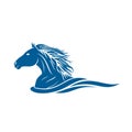 Logo illustration strong swimming blue horse hairy Royalty Free Stock Photo