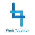 work together illustration  logo in blue Royalty Free Stock Photo