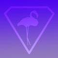 Logo Image Bird Flamingo standing in a Diamond Shape on Blue Violet Background