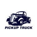 Pickup truck logo vector 100 % retro car