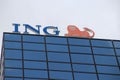 Logo of the ING bank in Rotterdam with the orange lion in the Nehterlands Royalty Free Stock Photo