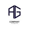 logo initials letters A and G with a hexagon shape. dark blue color.