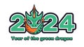 Logo inscription 2024 with small cute green dragon Royalty Free Stock Photo