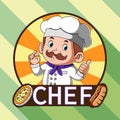 The logo inspiration for the pizza and hot dog restaurant with the chef Royalty Free Stock Photo