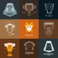 Logo inspiration for shops, companies, advertising or other business with monkey. Royalty Free Stock Photo