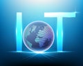 Logo Internet of things IOT technology and Global worldwide