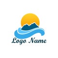 Logo isolated of travel agency. A symbol of vacation, travel and recreation in warm countries. Logo with palm trees Royalty Free Stock Photo