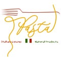logo of Italian cuisine pasta with spaghetti lettering
