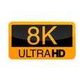 Logo 8K Ultra HD. Vector illustration of 8K video.