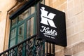 The logo of Kiehls company above the entrance to one of its branch. The company sells premium drugstore and cosmetics Royalty Free Stock Photo