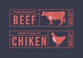 Logo for labelling of meat. Picture Animals Used for Food From the Meat Industry.