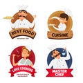 Logo or labels set for restaurant. Characters of chef