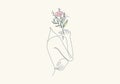 Logo Lady Flower Continous Line Art Vogue Boho Minimalist Feminime