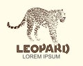 Logo with a leopard. Editable vector format. Monochrome version.
