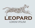 Logo with a leopard. Editable vector format. Monochrome version.