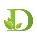 Logo with letter d of green color decorated with green