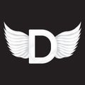 White dove letter D logo with wing