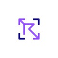 Letter r and two arrows logo