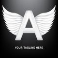 White letter A logo with wing