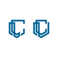 Logo letters l and c forming a geometric shield